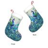 DSSWTP Peacocks and Flowers Christmas Stockings 18 Inch Classic White Super Soft Plush Cuff Xmas Stockings for Christmas Tree Family Holiday Party Stairs Fireplace Hanging Home Decorations Gift view 3