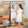 360 Rotating Full Body Mirror with Swivel Wheels, 2-in-1 Floor Mirrors and Coat Rack, Solid Wood Full Length Mirror with Coat Rack, for Bedroom, Living Room view 2