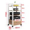 Audio-Video Media Stand,3 Tier/4 Tier/5 Tier Stereo Rack with Drawer and Wheels,Movable Home Stereo,Hifi Rack Audio Component Cabinet,for Entertainment Stereo Components,for Home Theater(Black+Teak,60 view 2