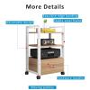 Audio-Video Media Stand,3 Tier/4 Tier/5 Tier Stereo Rack with Drawer and Wheels,Movable Home Stereo,Hifi Rack Audio Component Cabinet,for Entertainment Stereo Components,for Home Theater(Black+Teak,60 view 3