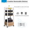 Audio-Video Media Stand,3 Tier/4 Tier/5 Tier Stereo Rack with Drawer and Wheels,Movable Home Stereo,Hifi Rack Audio Component Cabinet,for Entertainment Stereo Components,for Home Theater(Black+Teak,60 view 4