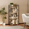 Bookshelf, Kid's Bookshelf, 4 Tier Small Bookcase, Metal Small Bookcase, Book Shelf Organization and Storage for Living Room, Bedroom, and Home Office (Light Coffee) view 4