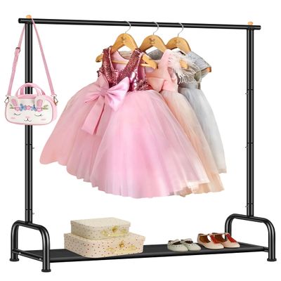 SLEEPING LAMB Kids Clothing Rack, Small Baby Clothes Rack with Bottom Storage Shelf, Toddler Clothes Hanger Rack with Bottom Storage Clothing Racks for hanging Clothes, Black