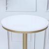 KWOKING Gold Metal Pedestal Bar Table Wood Top Bar Table for Small Places - Without Chairs Solid Wood Small Bar Cafe Gold High Table Restaurant Iron Bar Table Round White 21.7" L x 21.7" W x 29.5" H view 3