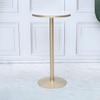 KWOKING Gold Metal Pedestal Bar Table Wood Top Bar Table for Small Places - Without Chairs Solid Wood Small Bar Cafe Gold High Table Restaurant Iron Bar Table Round White 21.7" L x 21.7" W x 29.5" H view 4