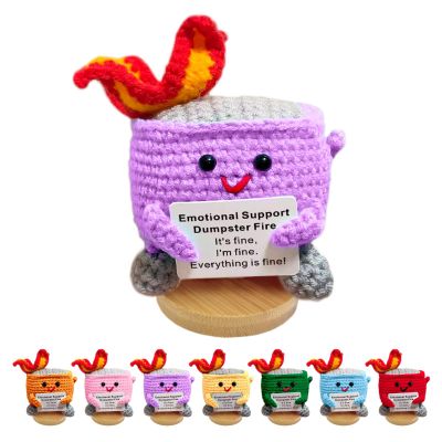Emotional Support Dumpster Fire - Positive Crochet Birthday Valentines Gifts for Her Women Men Girls Coworker Friend, Handmade Easter Basket Stuffers Essentials Gift Home Accessories Decor (Purple)