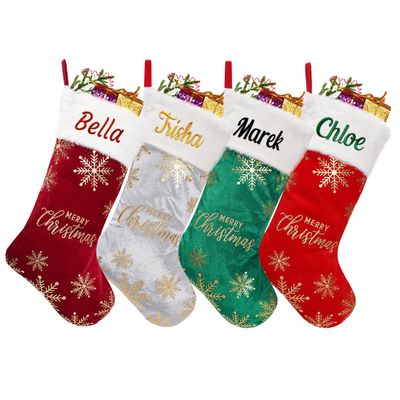 Ulico Personalized Christmas Stocking20 Large Embroidered Custom Name Stockings, Velvet Xmas Stocking for Kids,Holiday Family Stocking for Fireplace Party Decoration1 Pcs