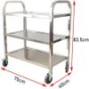 DUANZEYUQA Movable Trolleys, Kitchen Storage Hand Trucks, 3 Tier Hotel Catecart with Handle,Stainless Steel Restaurants Collecting Serving with Brake Wheel/a/S-75 * 40 * 83Cm view 2