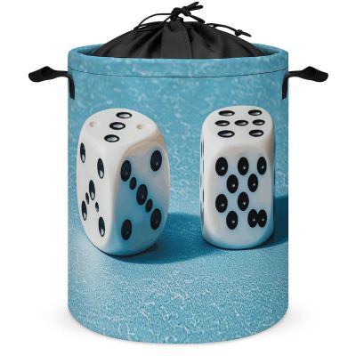 Laundry Hamper Two White Dice Laundry Basket Waterproof Dirty Clothes Basket with Handles Portable Laundry Organizer Collapsible Washing Bin for Laundry Room 17.3 In