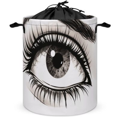 Laundry Hamper Eyelash Laundry Basket Waterproof Dirty Clothes Basket with Handles Portable Laundry Organizer Collapsible Washing Bin for Laundry Room 17.3 In