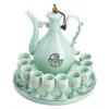 Antique Celadon Porcelain Disc Goblet Wine Gift Set Chinese Wine Pot Shot Glasses Set view 1