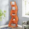 Tribesigns Corner Shelf, Modern 5-Tier Wall Corner Bookshelf, Stylish Corner Small Bookcase Storage Rack Plant Stand with Unique Shape for Living Room, Home Office (Orange, 1PC) view 2