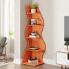 Tribesigns Corner Shelf, Modern 5-Tier Wall Corner Bookshelf, Stylish Corner Small Bookcase Storage Rack Plant Stand with Unique Shape for Living Room, Home Office (Orange, 1PC) view 4