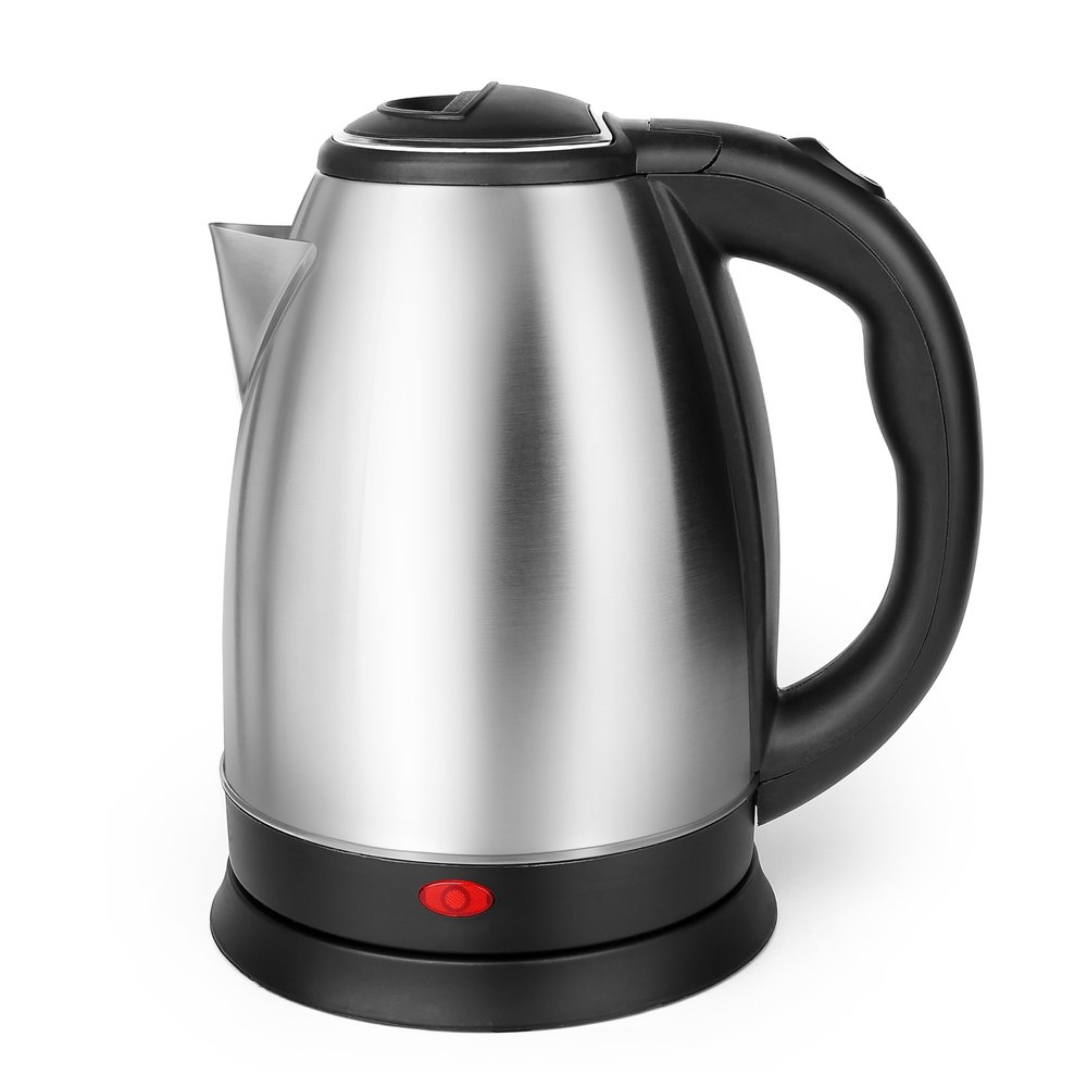 Stainless Steel Glass Kettle 1.7 Liter Quickly Boil 6 Cups of Water in Minutes, Indicator Light Illuminate While Boiling, Cordless Portable, Carefree Auto Shut-Off (1.7L 1KW Stainless Steel)