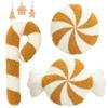 SKINFORD 3 Pcs Christmas Candy Cane Plush Pillow Red White Peppermint Throw Pillow Xmas Red Spiral Lollipop Pillow Cute Christmas Decorations for Sofa Windowsills Sofa Bedroom (Gold) view 1