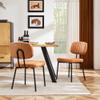 Dining Chairs Set of 2,PU Armless Chair with Cushion Padded,Cross Legs and Backrest,Modern Ergonomic Reading Chair Holds Up to 275lbs Suitable for Living Room,Kitchen (Brown) view 1