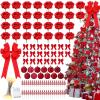 Duraaamo 134 Pcs Rose Christmas Tree Decoration Set Include Faux Red Rose Ornaments Artificial Berries Christmas Balls Ribbon Bows 16.4 ft 50 LED String Lights for Xmas Holiday DIY Crafts (Big) view 1