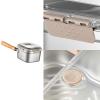Yajuyi Small Deep Fryer Pot Steaming Pot Home Kitchen Stainless Steel Wooden Handle Cooker with Basket for French Fries Pasta Sauce view 3