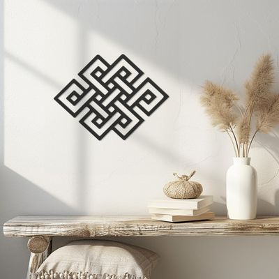 Violaura Geometric Metal Wall Art - Easy to Install Hanging Knot, Intricate, Sacred, Pattern, Labyrinth, Timeless, Artistic, Endless, Entwined Perfect for Home, Living Room Decor (18.5" x 24.0")