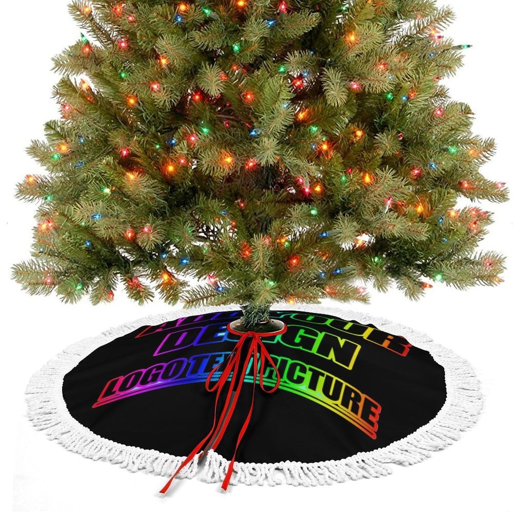 Custom Christmas Tree Skirt 30inches Add Your Photo Text Customized Decoracion Funny Halloween Tree Skirt Seasonal Tree Mat for Halloween Xmas Holiday Party Supplies Decorations Ornaments Style02