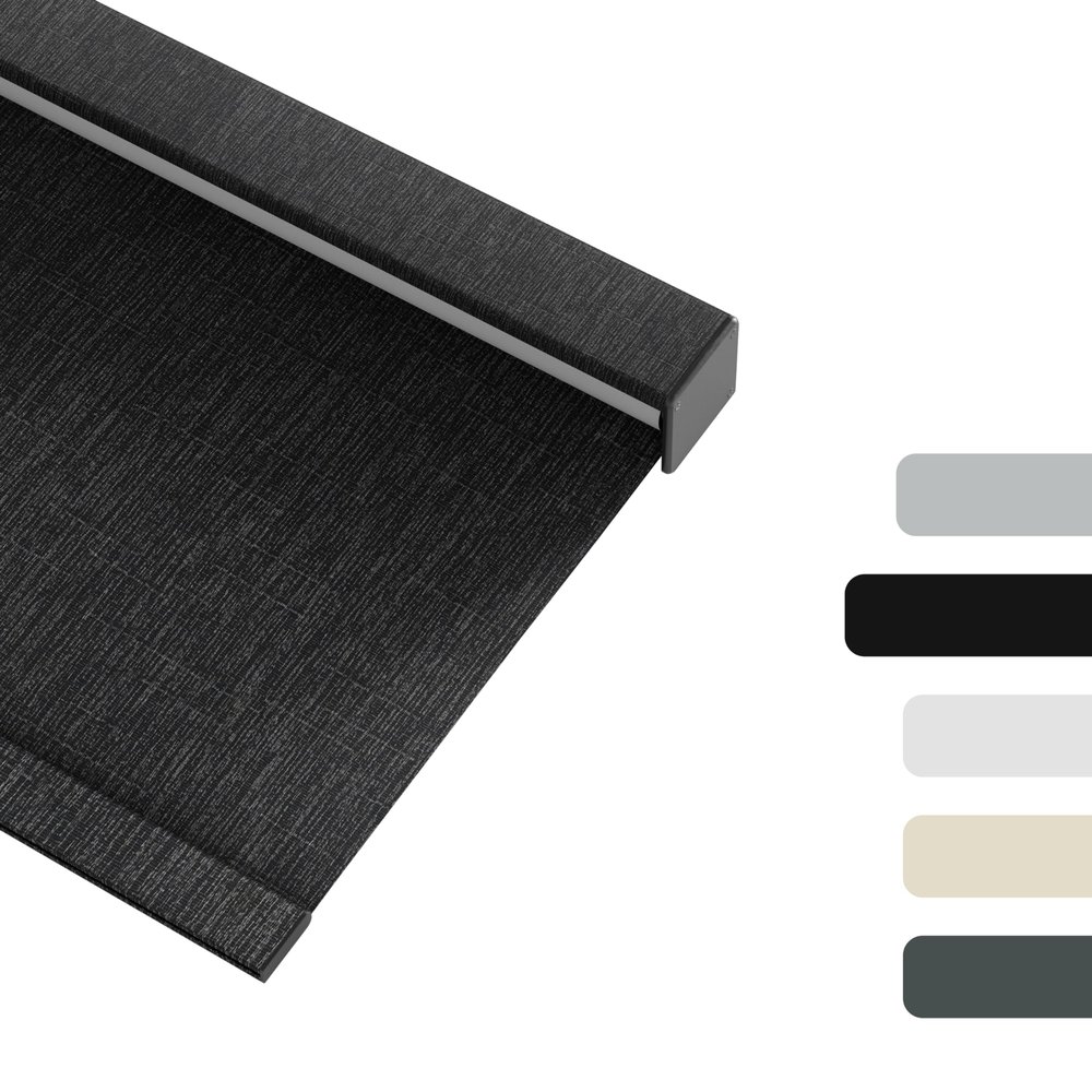 Boolegon Roller Shades Cordless for Windows with Fabric-Wrapped Aluminum Cassette Valance, Blackout Jacquard Fabrics Roller Blinds, Easy to Install for Home,Office, Black, 85" W x 88" H