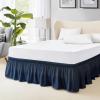 FreshCulture King Bed Skirt, Dust Ruffle for King Size Bed, Easy Fit with 22-Inch Tailored Drop, Elastic Wrap Around Bed Skirt King Size, Hotel Quality Bed Skirts for Adjustable Bed (Navy Blue) view 1