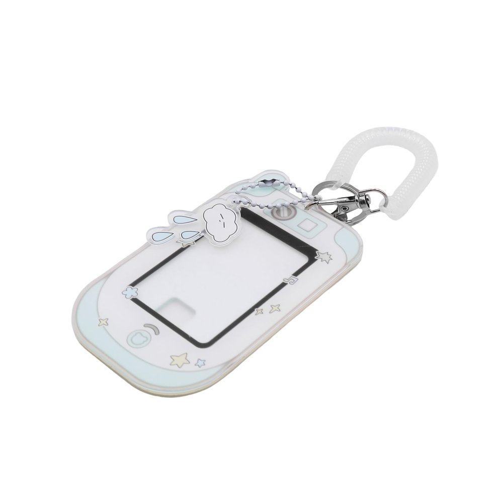 Cute 3 Inch Acrylic Mobile Phone Shape Kpop Photocard Holder with Pendant Keychain Photo Card Display Frame Credit ID Card Protective Case Sleeve