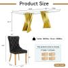 Henf Luxury Glass Dining Table Set for 4,5 Piece Glass Kitchen and Dining Room Table Set for 4, Modern Gold Dining Table and 4 Black Velvet Upholstered Chairs w/Stainless Steel Legs Nailhead Trim view 4
