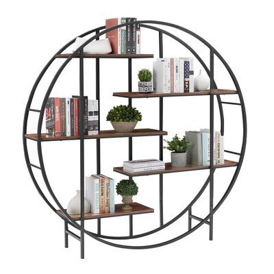 Storage Shelf, 5-Tie Metal Round Plant Stand bookcase storage rack, Indoor Living Room Terrace Garden Balcony Display Stand 67'' W x 11.8'' D x 67'' H for Indoor, Living Room, Terrace, Garden, Balcony