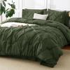 CozyLux California King Comforter Set Olive Green - 7 Pieces Cal King Pintuck Bed in A Bag Gift for Family, Pinch Pleat Bedding Sets with All Season Comforter, Sheets, Pillowcases & Shams view 1