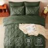 CozyLux California King Comforter Set Olive Green - 7 Pieces Cal King Pintuck Bed in A Bag Gift for Family, Pinch Pleat Bedding Sets with All Season Comforter, Sheets, Pillowcases & Shams view 2