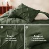 CozyLux California King Comforter Set Olive Green - 7 Pieces Cal King Pintuck Bed in A Bag Gift for Family, Pinch Pleat Bedding Sets with All Season Comforter, Sheets, Pillowcases & Shams view 3