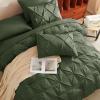 CozyLux California King Comforter Set Olive Green - 7 Pieces Cal King Pintuck Bed in A Bag Gift for Family, Pinch Pleat Bedding Sets with All Season Comforter, Sheets, Pillowcases & Shams view 4