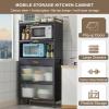 5-Tier Bakers Racks for Kitchens, Kitchen Storage Rack with Flip Door Microwave Stand with Brakeable Casters and Drawer for Home, Office, Hutch for Kitchen Storage,White,70102cm/27.540in view 3