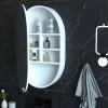 Oval Medicine Cabinet With Mirror,bathroom Medicine Cabinet With Storage,Wall-Mounted Mirrored Bathroom Storage Cabinet,Vanity Wall Mirrors for Bathroom Bedroom Hallway(40x70cm(16x28inch), White) view 4