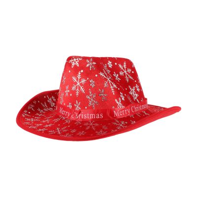 Amosfun Red Hat for Christmas Adorable Santa Claus Decoration Comfortable Cloth Cowgirl Hat for Holiday Parties Unique Xmas for