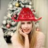 Amosfun Red Hat for Christmas Adorable Santa Claus Decoration Comfortable Cloth Cowgirl Hat for Holiday Parties Unique Xmas for view 3