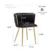 ECHINGLE Velvet Dining Chairs Set of 4, Modern Upholstered Woven Dining Chairs with Gold Metal Legs, Modern Accent Chairs for Dining Room, Vanity, Kitchen, Living Room(Black) view 3