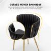 ECHINGLE Velvet Dining Chairs Set of 4, Modern Upholstered Woven Dining Chairs with Gold Metal Legs, Modern Accent Chairs for Dining Room, Vanity, Kitchen, Living Room(Black) view 4
