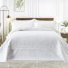 SUCHBED California King Bedspread Set Oversized King Bedspreads 128x120 inches Cal King Quilt Bedding Set Extra Wide King Quilt 3-Piece Ultrasonic Paisley Quilt White Coverlet Sets with Shams view 1