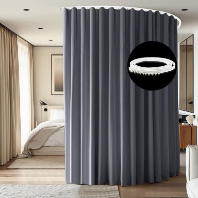 cbsroro Room Divider Ceiling Mounted Curtains Track Sets Extra Wide Blackout Curtain Flexible Tracks for Bedroom Privacy Partition Separator, 1 Panel Grey Drape and White Rail, W12.5 x H9ft