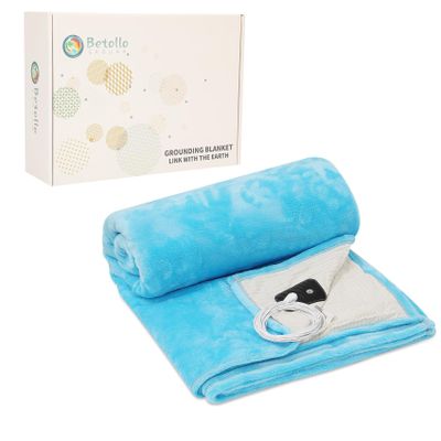 54*60 Inch Grounding Blanket for Pain Relief, Improved Sleep, Flannel Grounding Rugs, Bedding That Connects to The Earth. Summer and Autumn, Conductive Silver Fibre. Includes 15ft Grounding Wire.