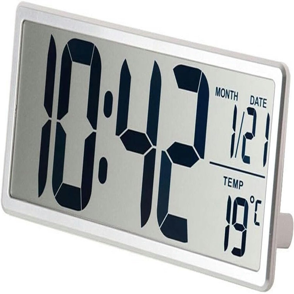 DCYEQRQ Multifunction Desktop Clock Creative Electronic Alarm Clock Electronic Alarm Clock LCD Display with Date and time Temperature Display Living Room Bedroom Clock (Silver)