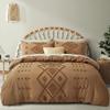 100% Cotton Ultra Luxury Tufted Duvet Cover Set, Elegant Tufted Duvet Cover Set with Stylish Textured Design, Bedding Sets (Rust/Box Design, Twin 68" x 90") view 1