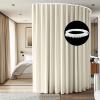 cbsroro Room Divider Ceiling Mounted Curtains Track Sets Extra Wide Blackout Curtain Flexible Tracks for Bedroom Privacy Partition Separator, 1 Panel Beige Drape and White Rail, W12.5 x H7ft view 1