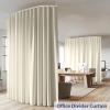 cbsroro Room Divider Ceiling Mounted Curtains Track Sets Extra Wide Blackout Curtain Flexible Tracks for Bedroom Privacy Partition Separator, 1 Panel Beige Drape and White Rail, W12.5 x H7ft view 2