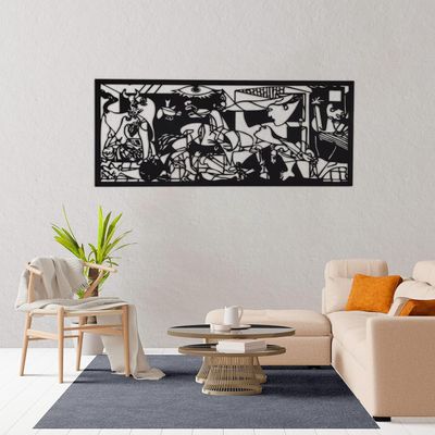 DecoSoul Picasso's Guernica Large Metal Wall Art, Black Metal Guernica Wall Art, Picasso Wall Decor, Guernica Painting Art, Living Room Wall Art, Famaus Art, Unique Home Decor (47x23 inch / 117x58 cm)