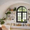 DINZI LVJ Long Wall Shelves, 39.4" Wall Mounted Shelves Set of 4, Large Floating Shelves for Wall with Metal Brackets, for Living Room, Bathroom, Bedroom, Kitchen, White and Gold view 2