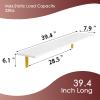 DINZI LVJ Long Wall Shelves, 39.4" Wall Mounted Shelves Set of 4, Large Floating Shelves for Wall with Metal Brackets, for Living Room, Bathroom, Bedroom, Kitchen, White and Gold view 3