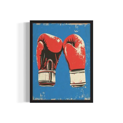 Boxing Gloves Pop Art Poster Print, Vintage Retro Wall Art Decor Paintings Classic Artwork for Bedroom Living Room Decorations. (Boxing Gloves, 16x20 inches + (Black Frame))
